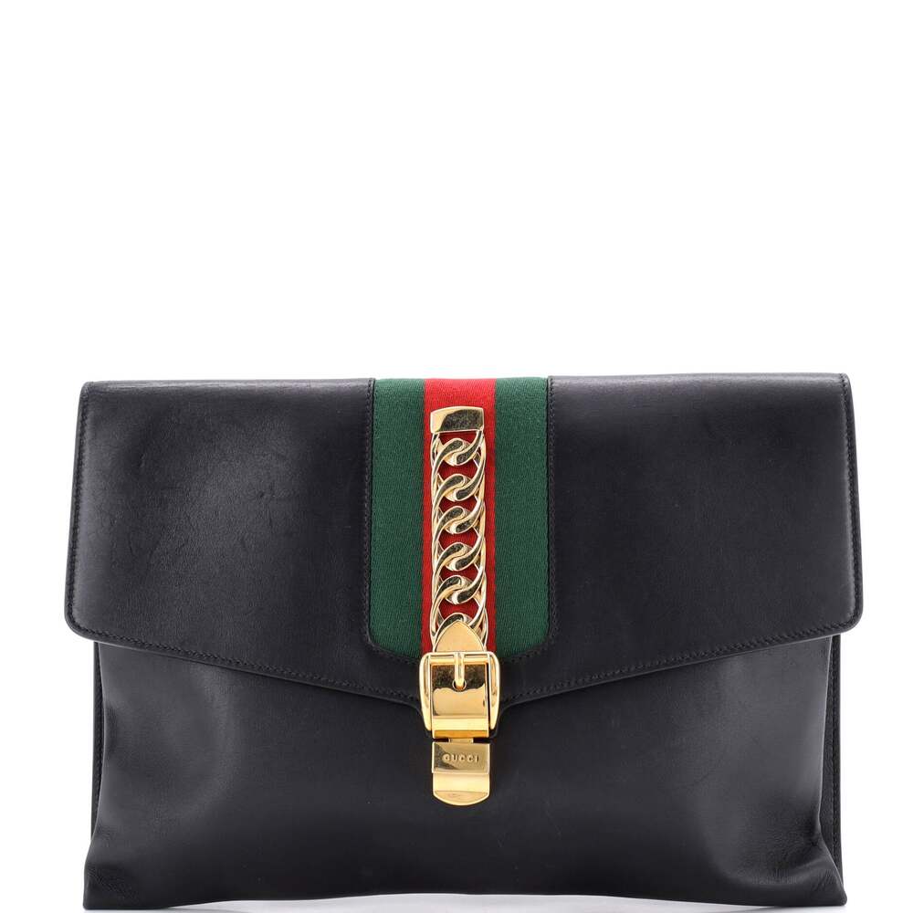 Gucci Sylvie Clutch Leather Maxi #366464G10B